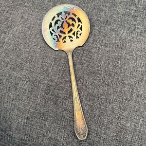 Vintage Community Plate 7.5" Slotted Spoon Silver Plate, circular with cutouts